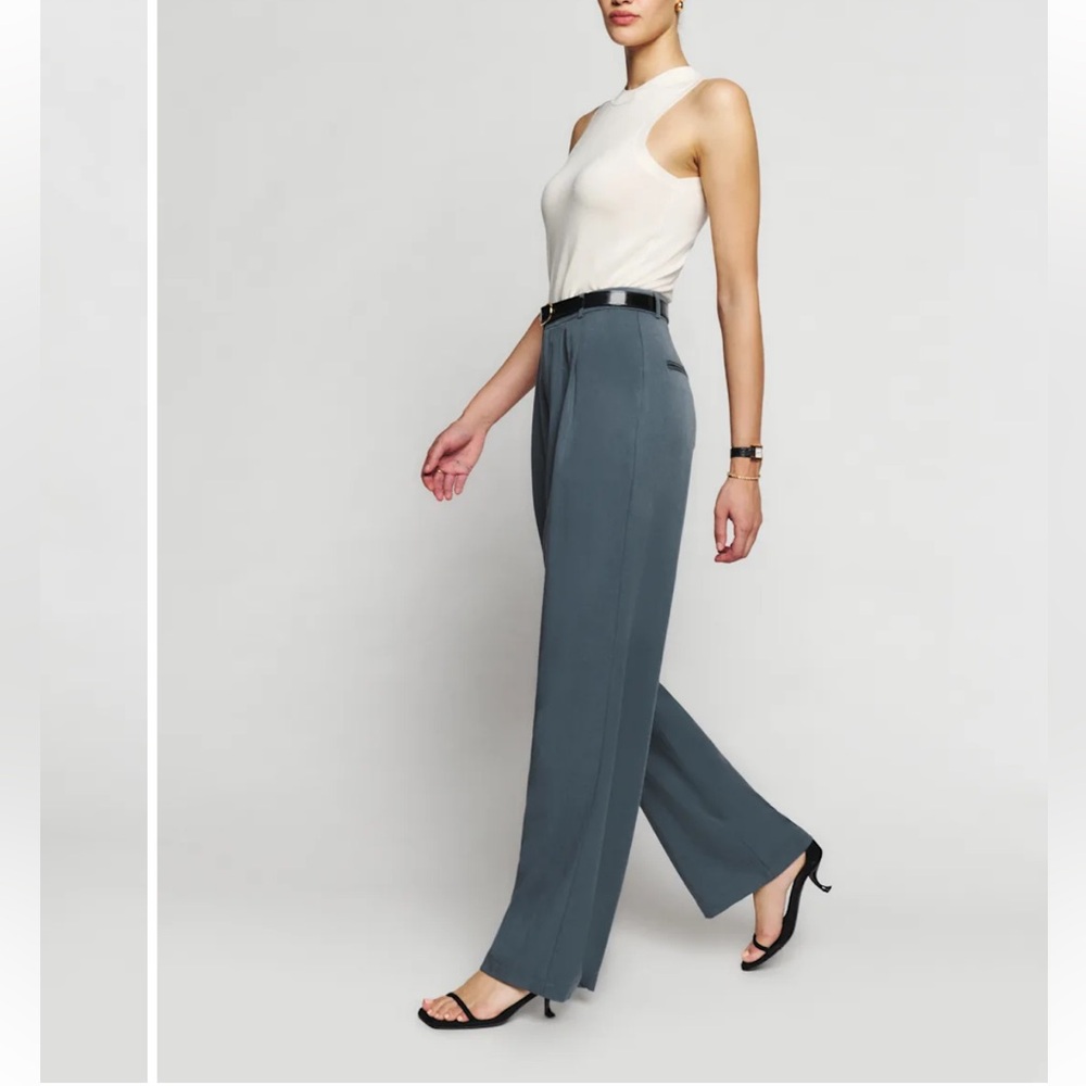 Reformation Cream Top and Gray Wide Leg Pants - Picture 2 of 13